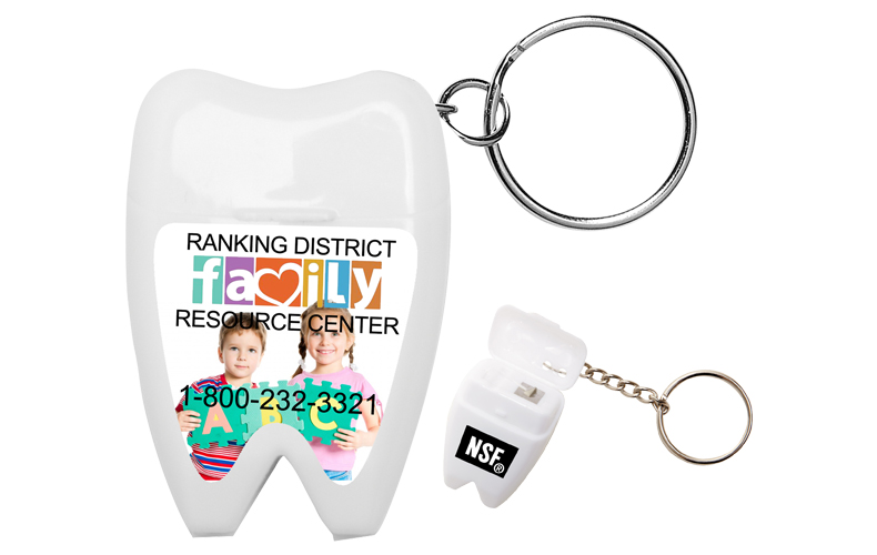 Tooth Shaped Dental Floss Dispenser with Keyring